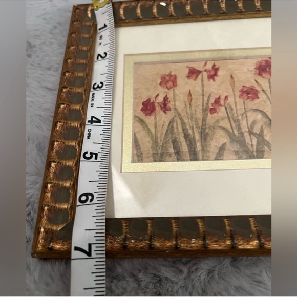 Vintage Cheri Blum Framed Floral Print 7/8 “Row of Red Amaryllis” - Picture 2 of 4